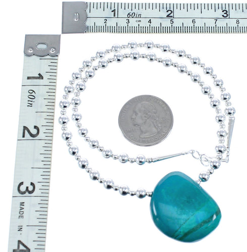 Sterling Silver and Chrysocolla Bead Necklace KX120987